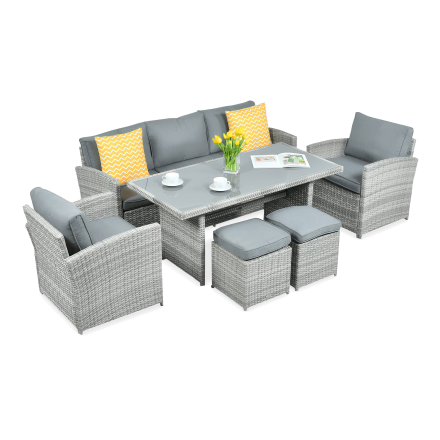 Technorattanová souprava BORNEO + PUFY Stone Grey