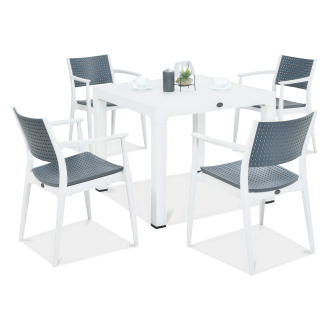 Zahradní jídelní set Novussi SEGINUS 4+1 bílá/antracitová