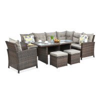 Technorattan IBIZA rohová sedací souprava + křeslo Hnědá