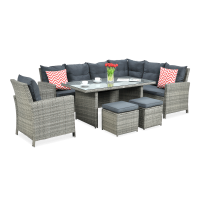 Technorattan IBIZA rohová sedací souprava + křeslo Grey