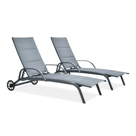 2x zahradní lehátko MAJORKA Grey z hliníku