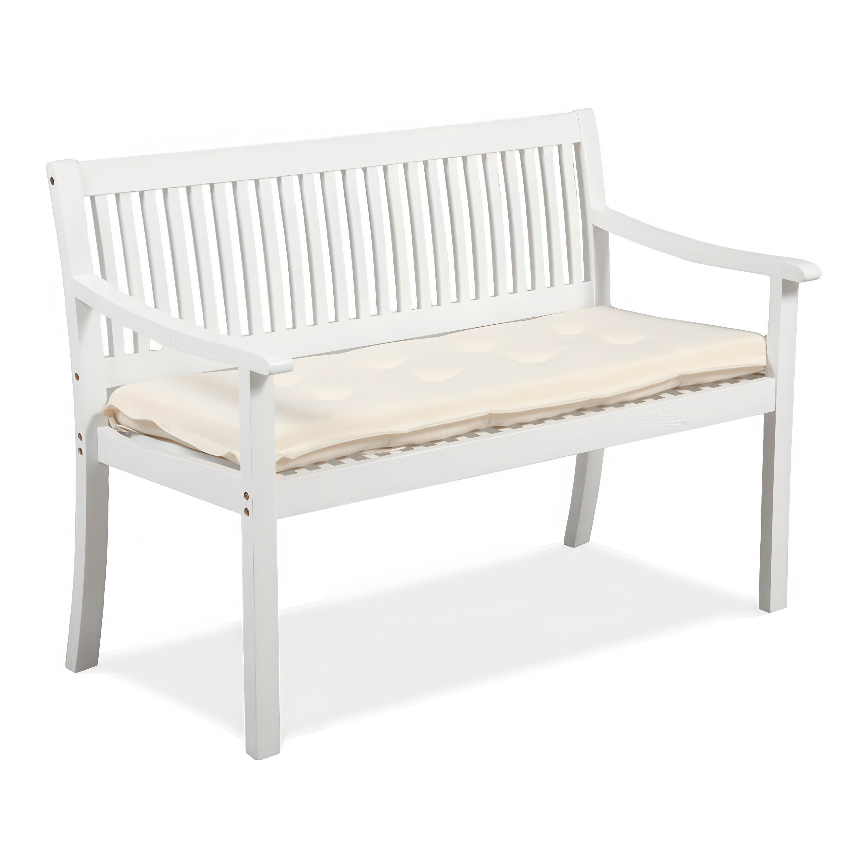 Dřevěná zahradní lavice s polštářem ALNES White
