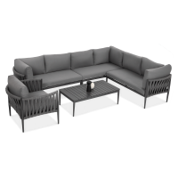 Hliníkový zahradní kout MONZA Caffe + šedé křeslo - FURRORE