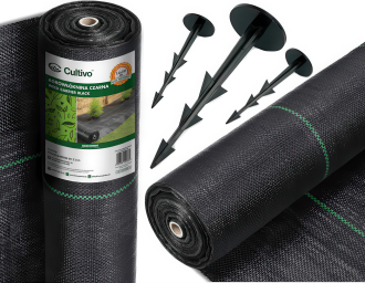 Silná zahradní agrotextilie 90g 1x50m + 50 ks kotev - CULTIVO