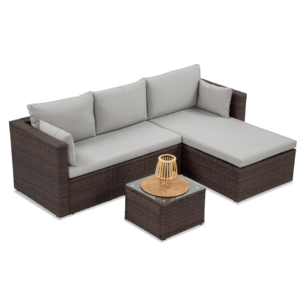 Technorattanová rohová sedačka LIZBONA hnědá - FOCUS GARDEN