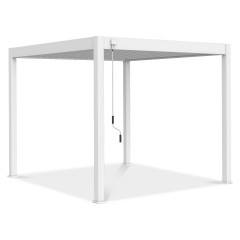 Bílá hliníková pergola Gutroof ELEGANCE 3x3 m s otočnými lamelami a ruční klikou na ovládání zastřešení