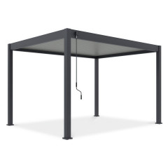 Antracitová hliníková pergola Gutroof ELEGANCE 3x4 m s manuální klikou pro otevírání střešních lamel