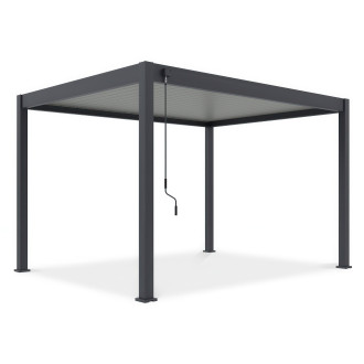 Antracitová hliníková pergola Gutroof ELEGANCE 3x4 m s manuální klikou pro otevírání střešních lamel