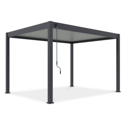 Antracitová hliníková pergola Gutroof ELEGANCE 3x4 m s manuální klikou pro otevírání střešních lamel