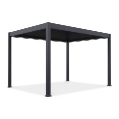 Hliníková pergola Gutroof ELEGANCE AUTOMATIC 3x4 m s LED v antracitové barvě na bílém pozadí