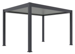 Hliníková pergola Gutroof ELEGANCE AUTOMATIC 3x4 m s LED osvětlením v tmavém provedení z úhlu na bílém pozadí