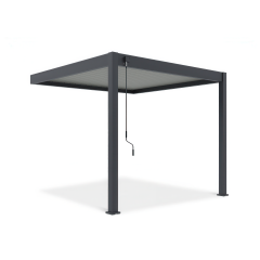 Antracitová hliníková pergola ke stěně Gutroof ELEGANCE WALL 3x3 m s klikou pro ovládání střešních lamel