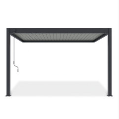 Hliníková pergola ke stěně Gutroof ELEGANCE WALL 3x4 m v antracitové barvě s ruční klikou na ovládání střechy