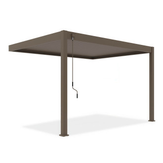 Hliníková pergola ke stěně Gutroof ELEGANCE WALL 3x4 Taupe s nastavitelnými lamelami a ruční klikou