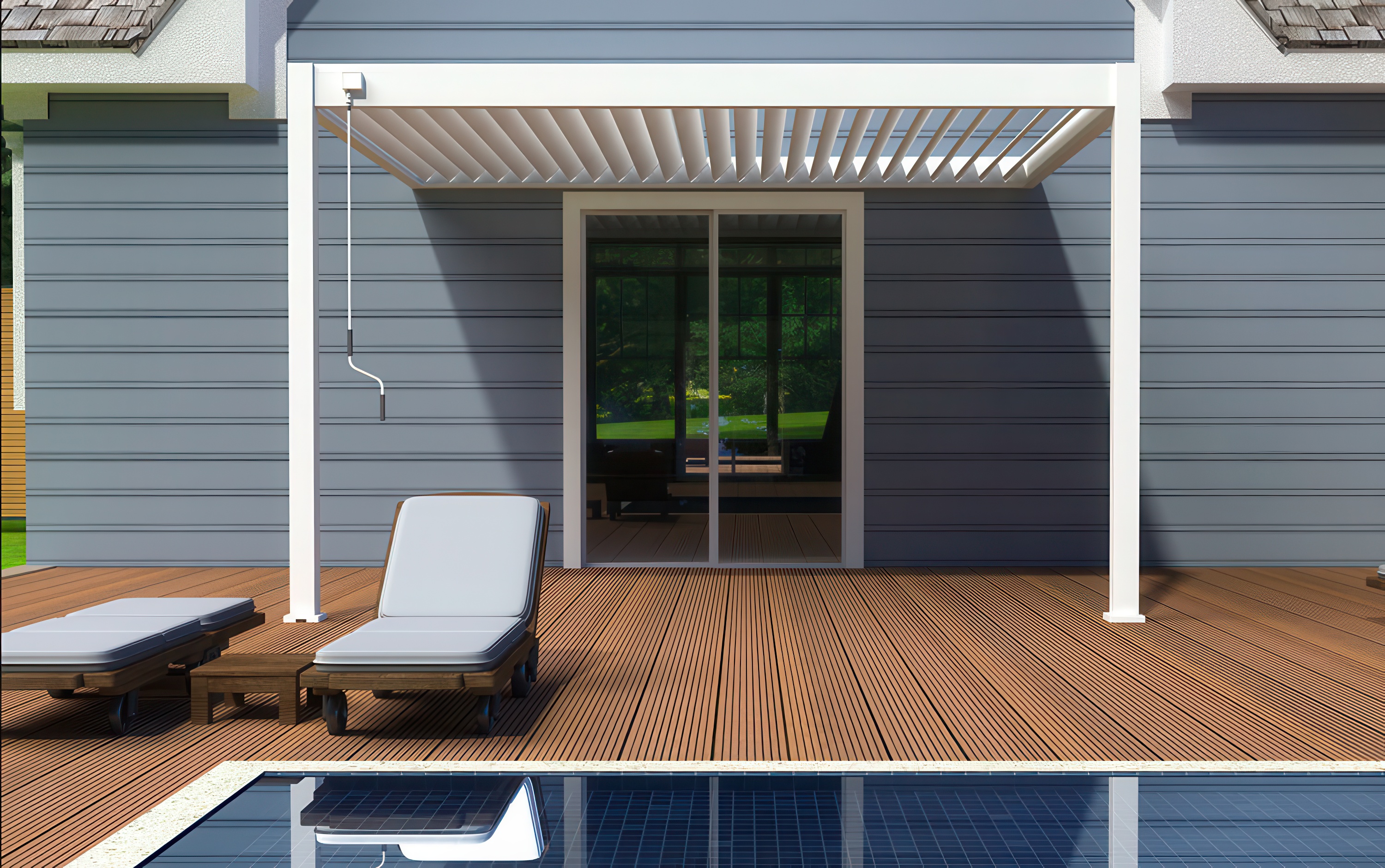 Hliníková pergola ke stěně Gutroof ELEGANCE WALL 3x4 bílá