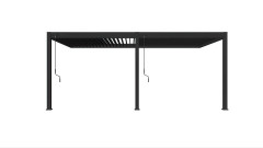 Hliníková pergola ke stěně Gutroof ELEGANCE WALL 3x6 m antracit s polouzavřenými střešními lamelami a klikami na ovládání