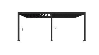 Hliníková pergola ke stěně Gutroof ELEGANCE WALL 3x6 m antracit s polouzavřenými střešními lamelami a klikami na ovládání