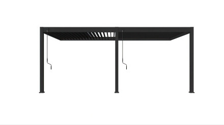 Hliníková pergola ke stěně Gutroof ELEGANCE WALL 3x6 m antracit s polouzavřenými střešními lamelami a klikami na ovládání