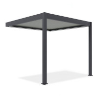 Automatická nástěnná pergola s LED osvětlením 3x3 ELEGANCE WALL AUTOMATIC, antracit/světle šedá - Gutroof