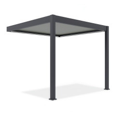 Hliníková pergola ke zdi Gutroof ELEGANCE WALL 3x3 m v antracitové barvě s pevnou konstrukcí na dvou sloupech