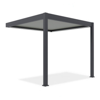 Automatická nástěnná pergola s LED osvětlením 3x3 ELEGANCE WALL AUTOMATIC Antracit/světle šedá - Gutroof