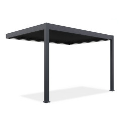 Antracitová hliníková pergola ke zdi Gutroof ELEGANCE WALL 3x4 m na bílém pozadí