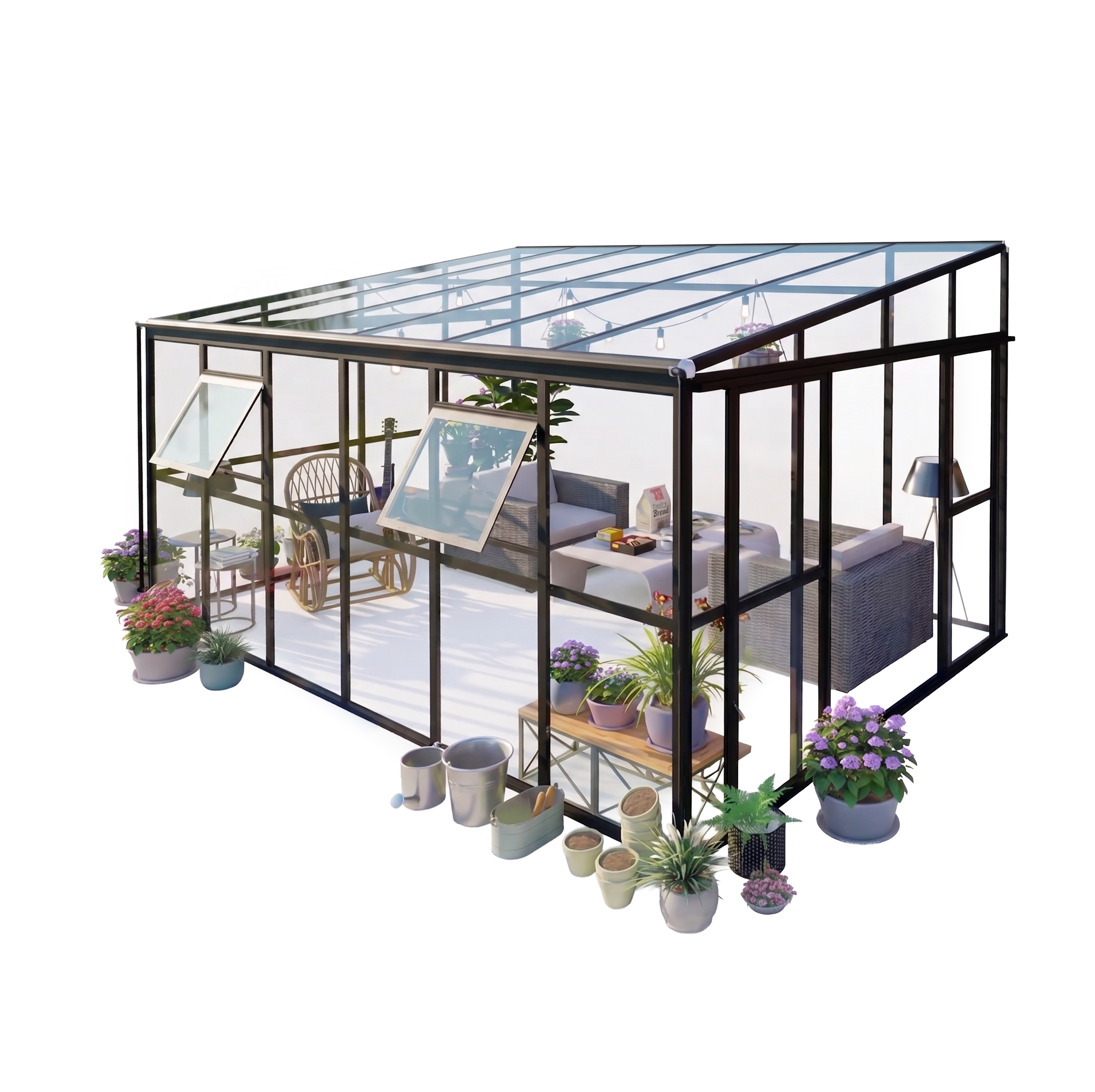 Ogród zimowy  SOHO Black 434x290cm Solid PC + Glass - Gutroof
