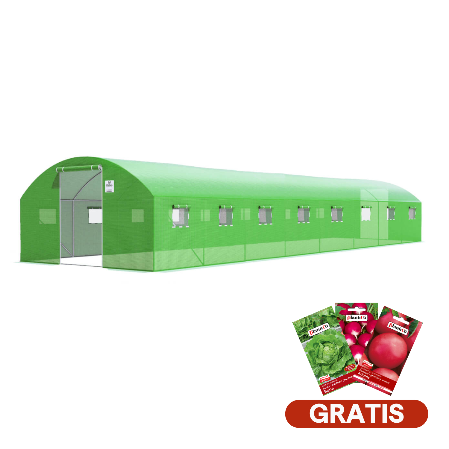 Dvoudveřový fóliovník 4x8x2 - 32m2 zelený