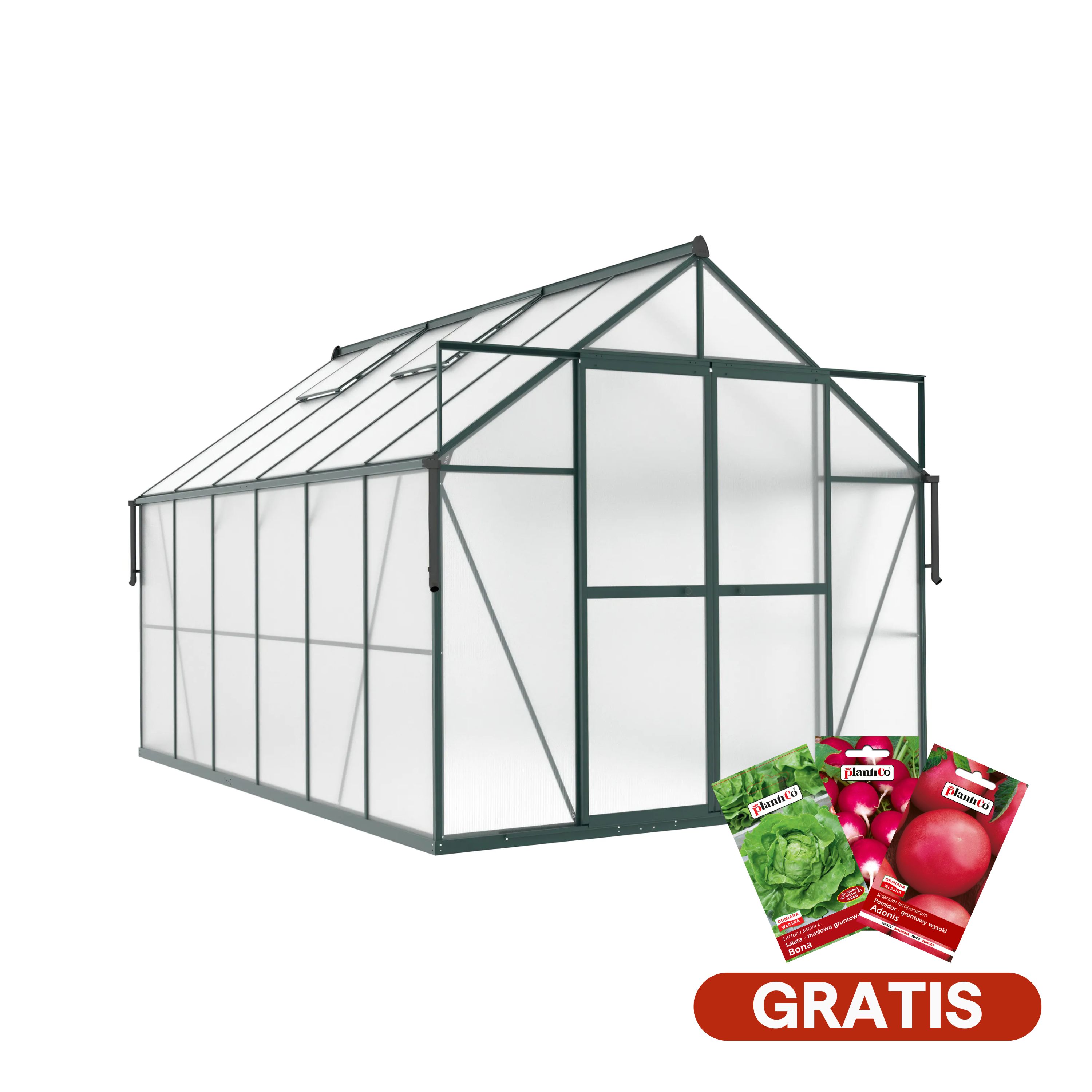 Zahradní skleník z polykarbonátu Slide-In NEW 244x370cm Dark Green – Cultivo