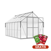 Zahradní skleník z polykarbonátu Slide-In NEW 244x370cm Silver – Cultivo