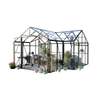 Zimní zahrada TRIBECA černá 433x431cm Masivní PC + sklo – střešní krytina Gutroof