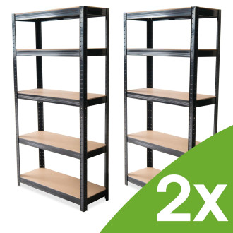 Sada dvou dílenských regálů 180x90x40cm BLACK - Hardmaister