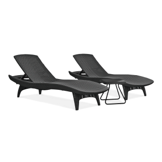 2x zahradní lehátko PACIFIC + grafitový stůl