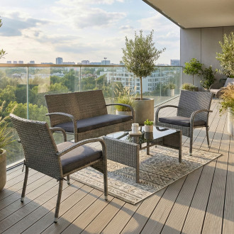 Sada zahradního nábytku z technorattanu SAN MARINO Grey - Bjørkka