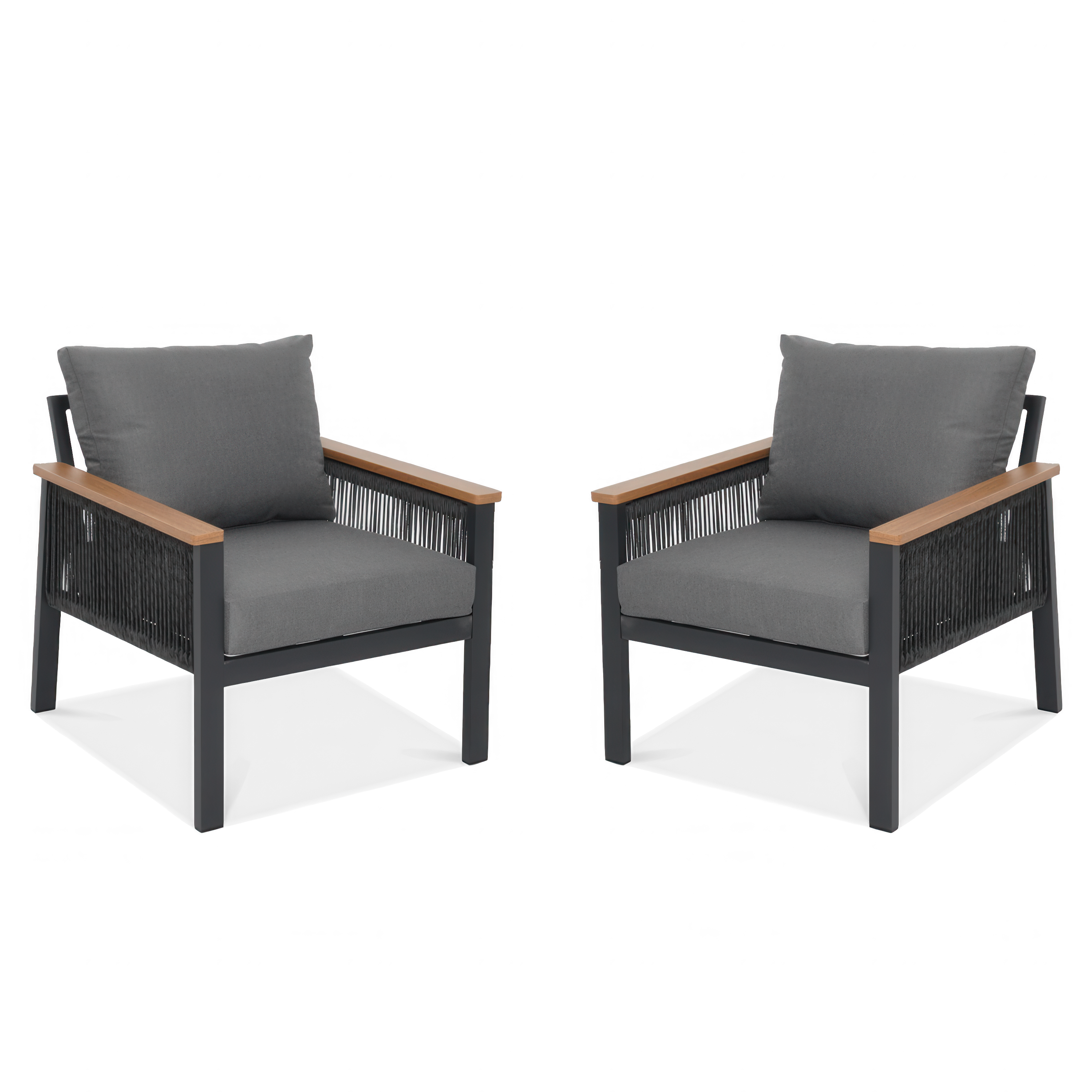 Dwa fotele ogrodowe ascona w kolorze ciemno szarym