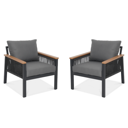 Dwa fotele ogrodowe ascona w kolorze ciemno szarym