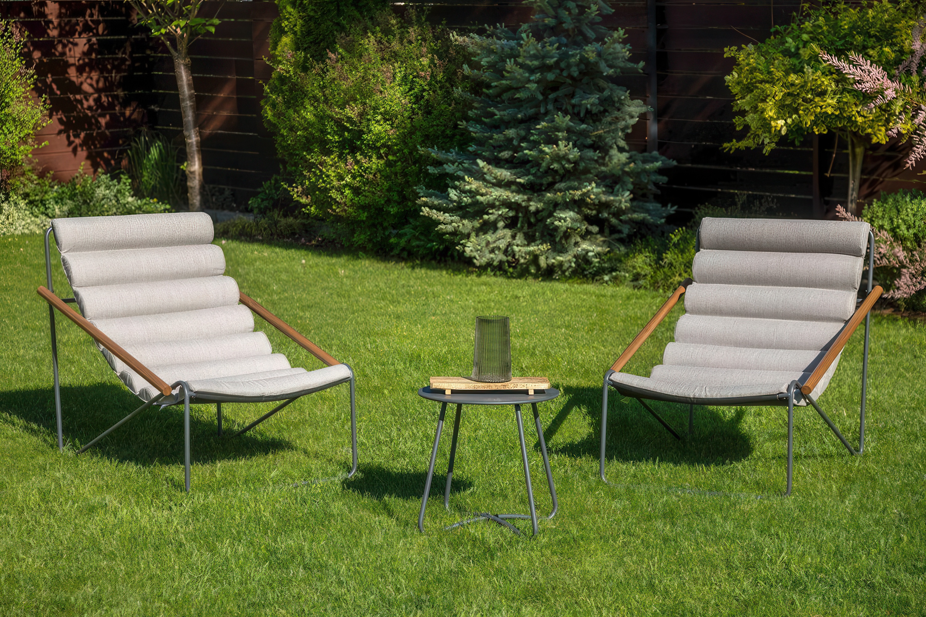 ART Světle šedá sada balkonového nábytku 2+1 - Focus Garden