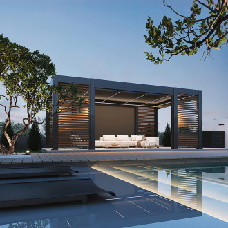 Terasová pergola REFERENCE AUTOMATIC 3,6x6,7 s LED osvětlením Antracit - Gutroof