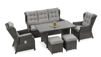 Technorattan nábytek BALTIMORE JÍDELNA + PUFY Tmavě šedá