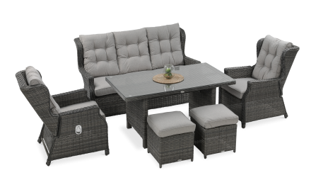 Technorattan nábytek BALTIMORE JÍDELNA + PUFY Tmavě šedá