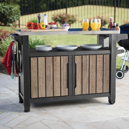 Barový regál s úložným prostorem pro zahradu DECO UNITY XL 207L Ashwood - Keter
