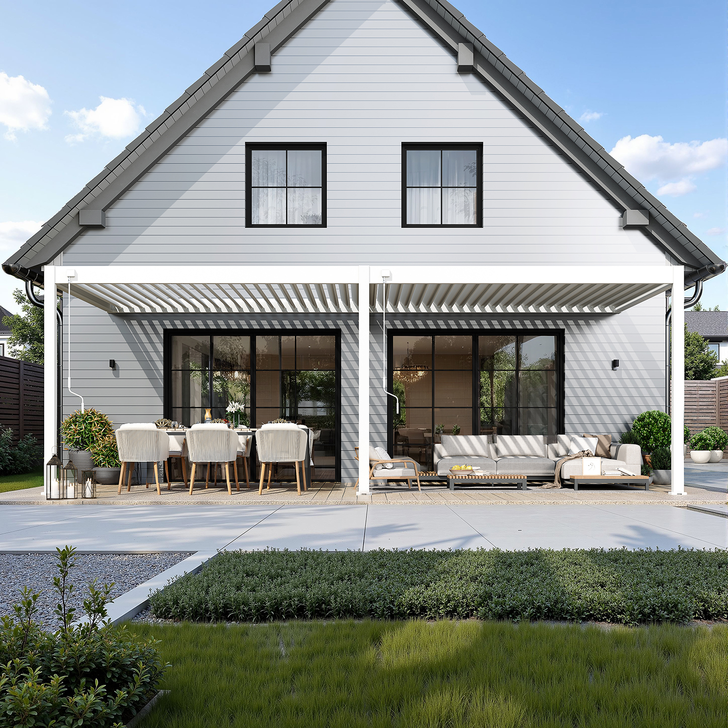 Nástěnná pergola DELUXE Wall 3,6x7,2 White - Gutroof