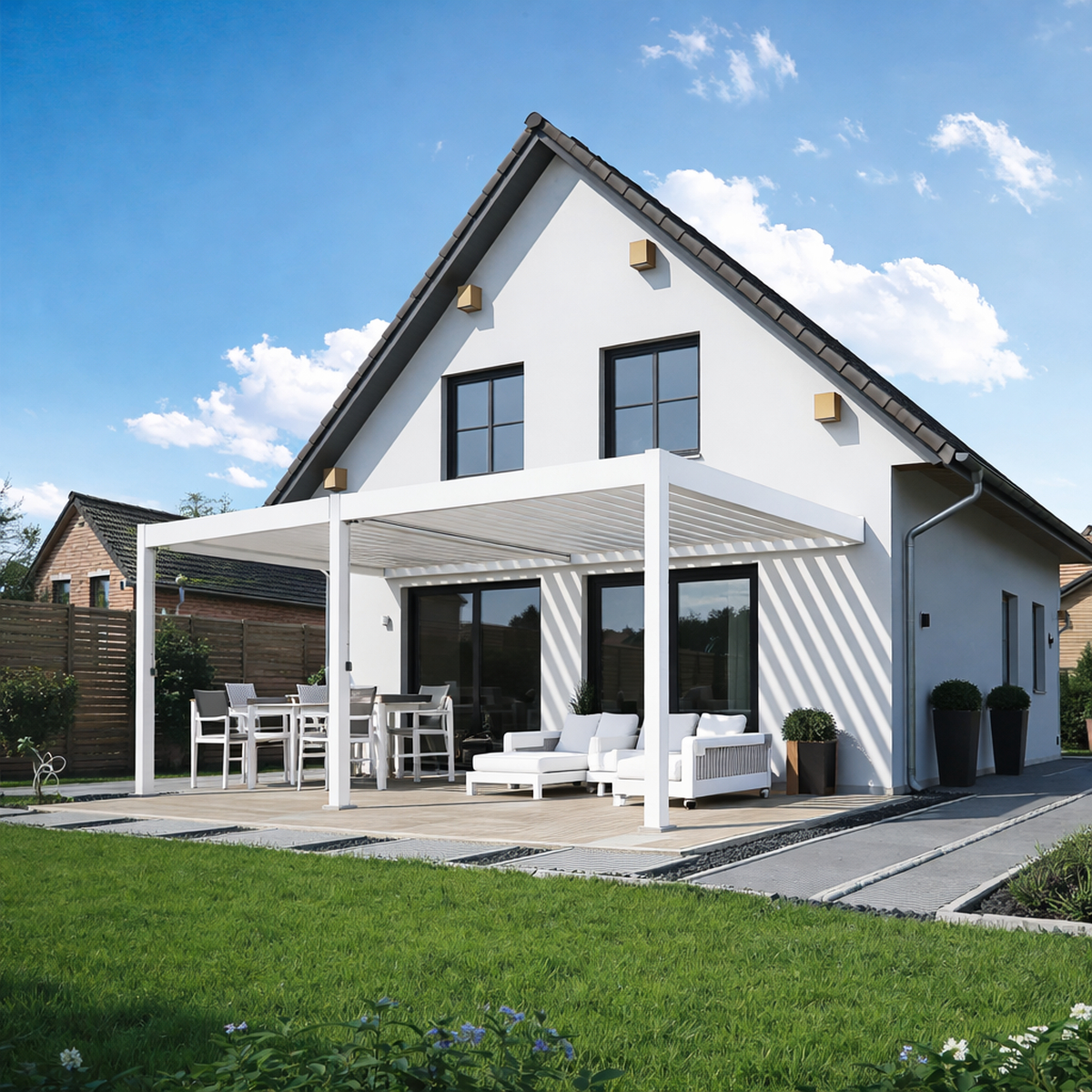 Zahradní pergola DELUXE Wall 3,6x6 White - Gutroof