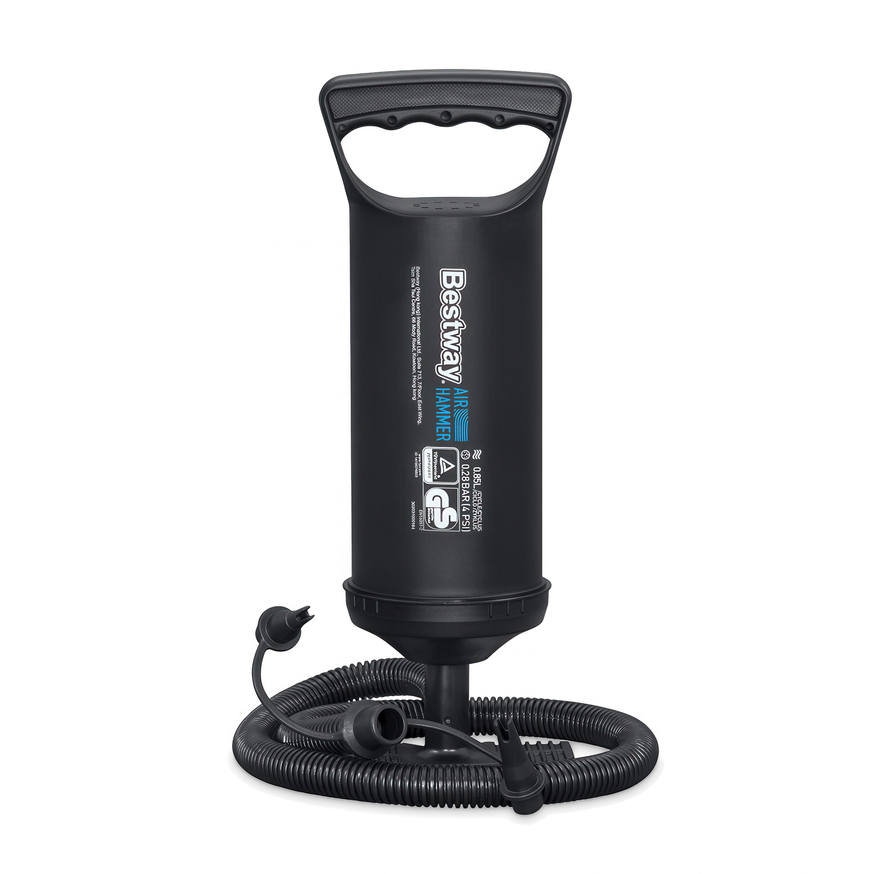 Czarna ręczna pompka powietrzna z wężem