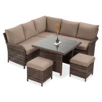 VENTURA Hnědá technorattanová rohová pohovka