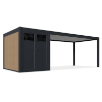 Aranżacji wiaty garażowej superior w kolorze antracytowym na tarasie