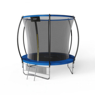 Trampolina dla dzieci 8FT 244cm + drabinka + siatka na obuwie, niebieska - Fuunky