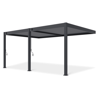 Antracitová nástěnná pergola DELUXE Wall 3,6x5,3 Gutroof s nastavitelnou lamelovou střechou z hliníku