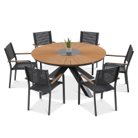 Jídelní set nábytku TACOMA Fi150/6+1 Graphite - Focus Garden