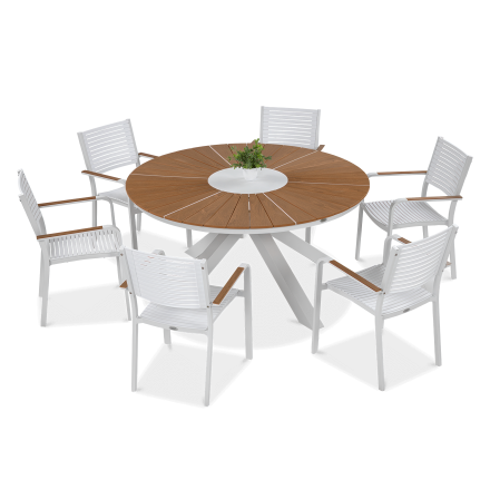 Zestaw ogrodowy jadalniany tacoma w kolorze białym